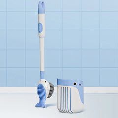 Suction Cup Toilet Brush with Holder Wall Mounted Toilet Bowl Cleaner Brush Refillable Handle Dispenser Bathroom Cleaning Tool