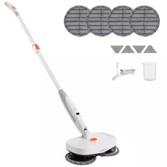 Cordless Electric Mop with Water Tank, Dual Mop Heads, 4-Microfiber Pads & Trapezoid Microfiber Pads for 40-Mins Battery