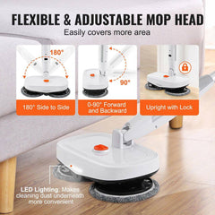 Cordless Electric Mop with Water Tank, Dual Mop Heads, 4-Microfiber Pads & Trapezoid Microfiber Pads for 40-Mins Battery