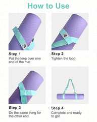Yoga Mat Holder (Mat Not Incl.), Adjustable Yoga Mat Carrier, Turquoise