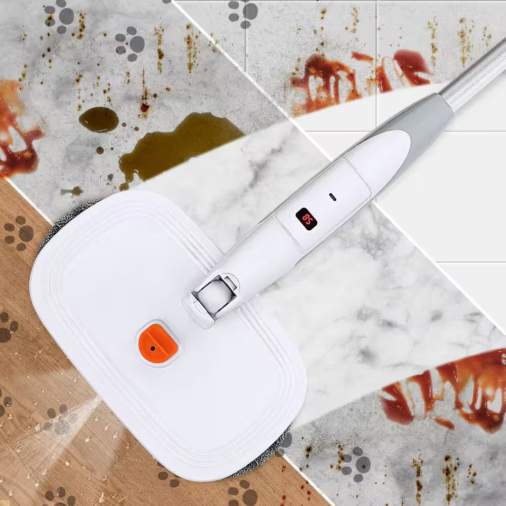 Cordless Electric Mop with Water Tank, Dual Mop Heads, 4-Microfiber Pads & Trapezoid Microfiber Pads for 40-Mins Battery