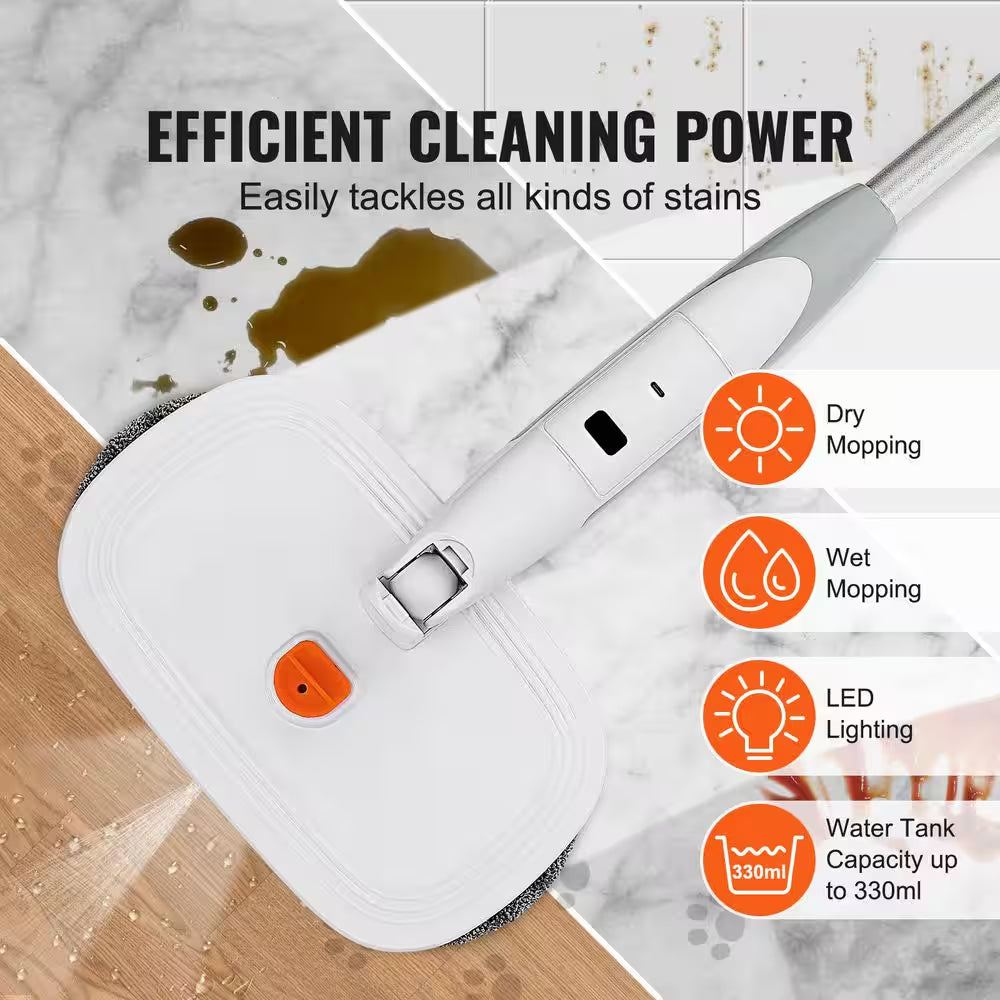 Cordless Electric Mop with Water Tank, Dual Mop Heads, 4-Microfiber Pads & Trapezoid Microfiber Pads for 40-Mins Battery