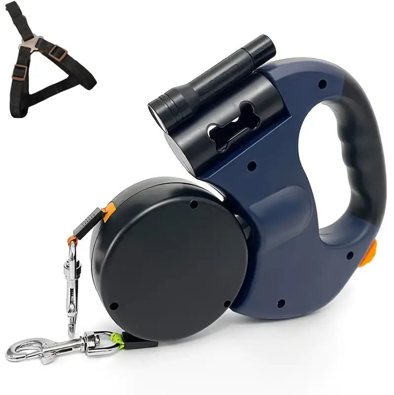 Reflective 3M Retractable Dual Pet Leash Lead for Small Dogs Swivel No Double Dog Walking Leash with Lights