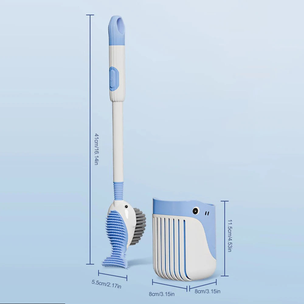 Suction Cup Toilet Brush with Holder Wall Mounted Toilet Bowl Cleaner Brush Refillable Handle Dispenser Bathroom Cleaning Tool