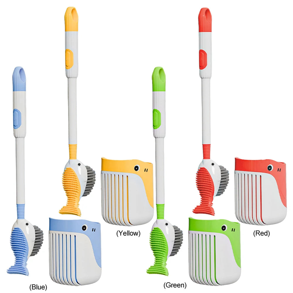 Suction Cup Toilet Brush with Holder Wall Mounted Toilet Bowl Cleaner Brush Refillable Handle Dispenser Bathroom Cleaning Tool