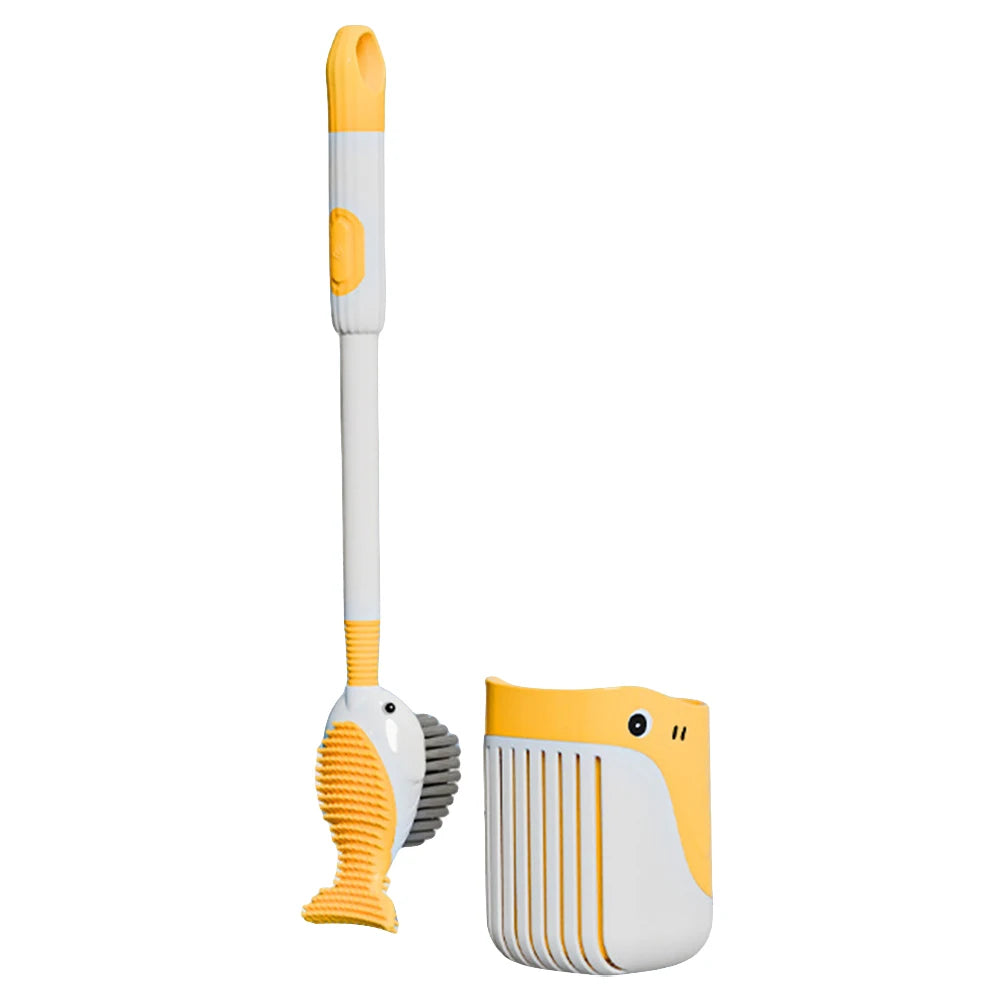 Suction Cup Toilet Brush with Holder Wall Mounted Toilet Bowl Cleaner Brush Refillable Handle Dispenser Bathroom Cleaning Tool