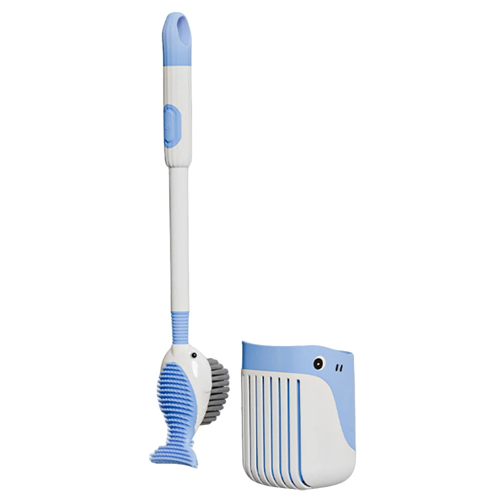Suction Cup Toilet Brush with Holder Wall Mounted Toilet Bowl Cleaner Brush Refillable Handle Dispenser Bathroom Cleaning Tool