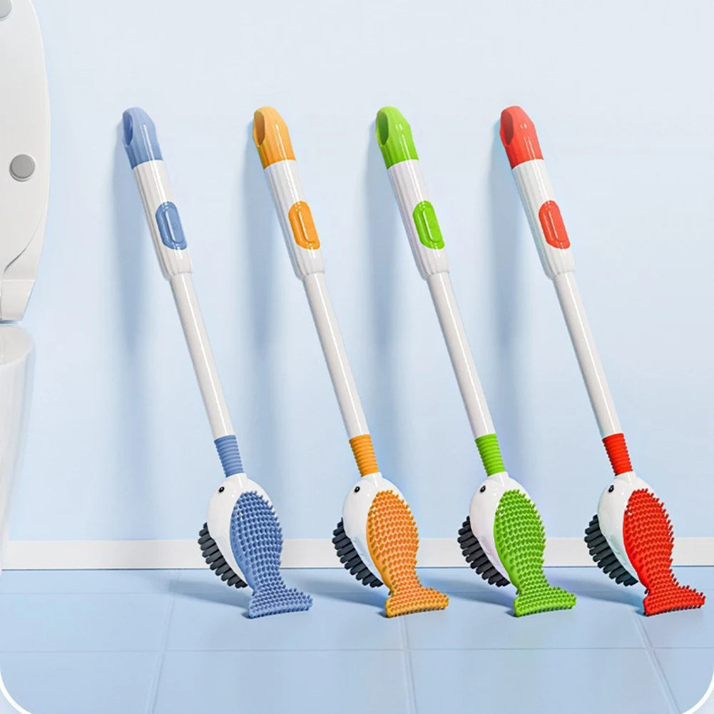 Suction Cup Toilet Brush with Holder Wall Mounted Toilet Bowl Cleaner Brush Refillable Handle Dispenser Bathroom Cleaning Tool