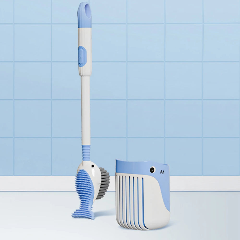 Suction Cup Toilet Brush with Holder Wall Mounted Toilet Bowl Cleaner Brush Refillable Handle Dispenser Bathroom Cleaning Tool