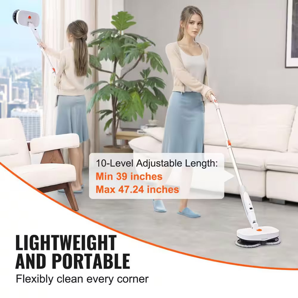 Cordless Electric Mop with Water Tank, Dual Mop Heads, 4-Microfiber Pads & Trapezoid Microfiber Pads for 40-Mins Battery