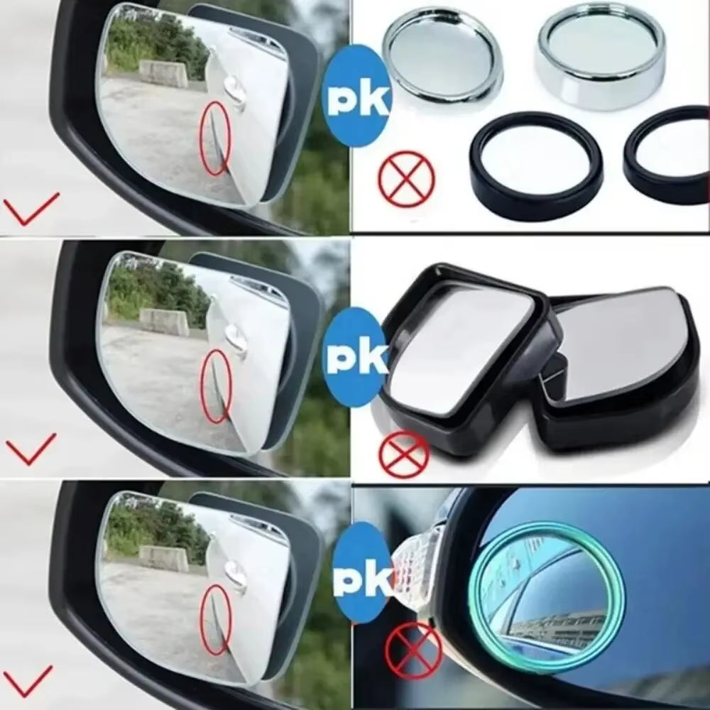 2Pcs Car Mirror Wide Angle Car Blind Spot Mirrors 360° Adjustable Auxiliary Rearview Mirrors HD Frameless Small round Mirror